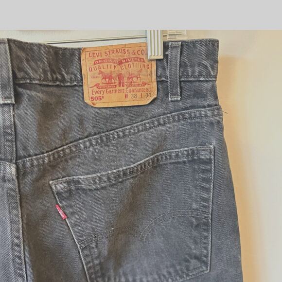 Vintage 1990s Black Levi's 505s Regular Fit Straight Leg - Picture 5 of 7